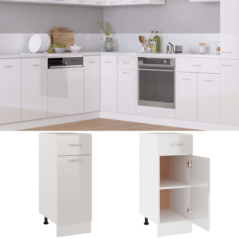 Drawer Bottom Cabinet High Gloss White 30x46x81.5 cm Engineered Wood