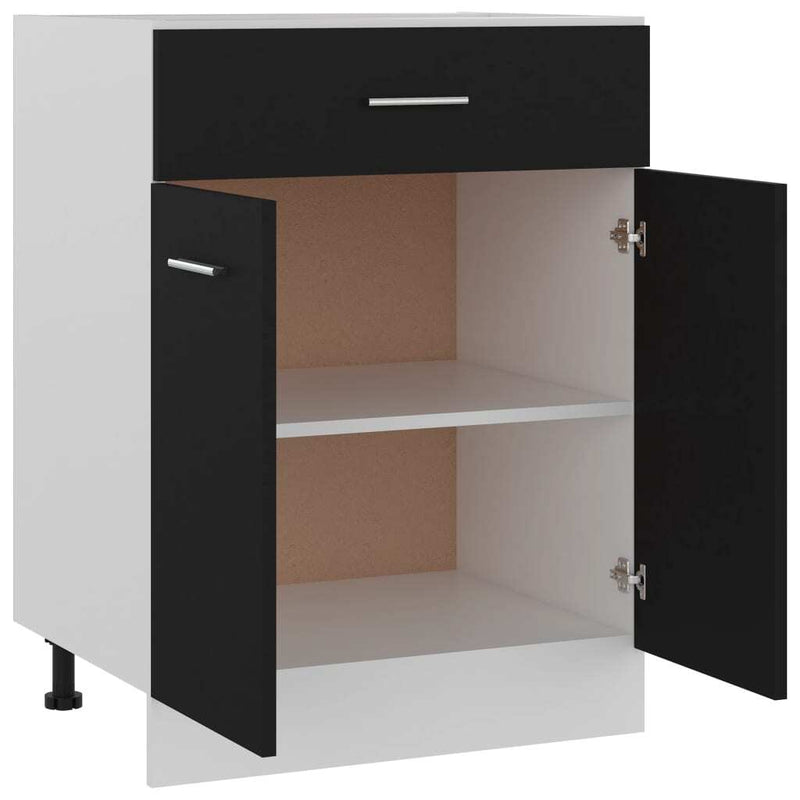 Drawer Bottom Cabinet Black 60x46x81.5 cm Engineered Wood