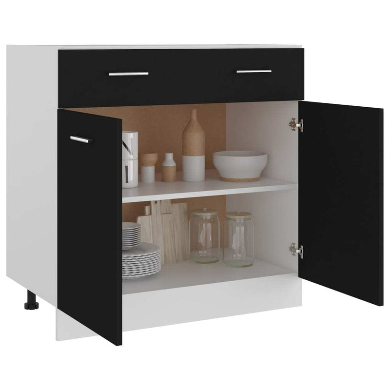 Drawer Bottom Cabinet Black 80x46x81.5 cm Engineered Wood