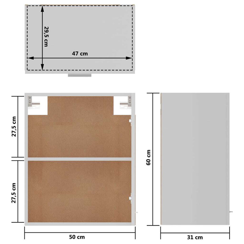 Hanging Cabinet White 50x31x60 cm Engineered Wood