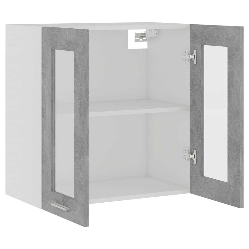 Hanging Glass Cabinet Concrete Grey  60x31x60 cm Engineered Wood