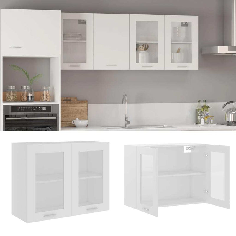 Hanging Glass Cabinet White 80x31x60 cm Engineered Wood