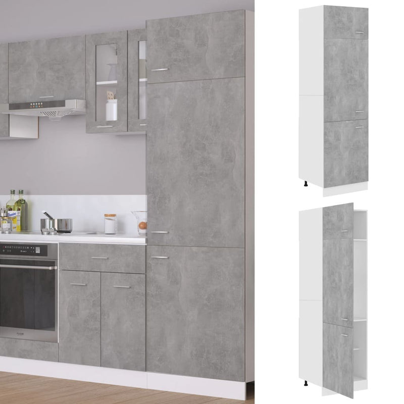 Refrigerator Cabinet Concrete Grey 60x57x207 cm Engineered Wood