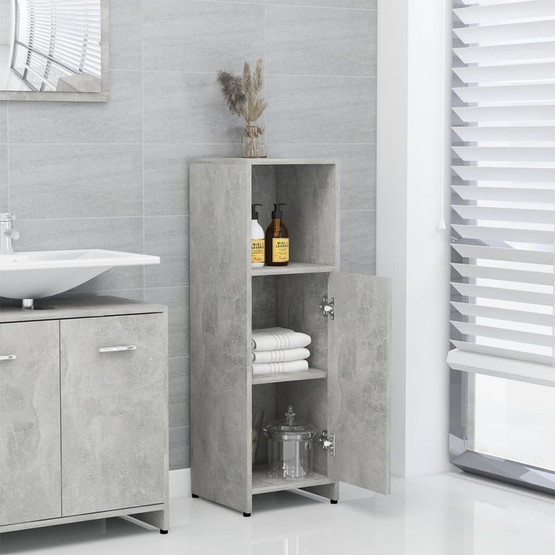 Bathroom Cabinet Concrete Grey 30x30x95 cm Engineered Wood