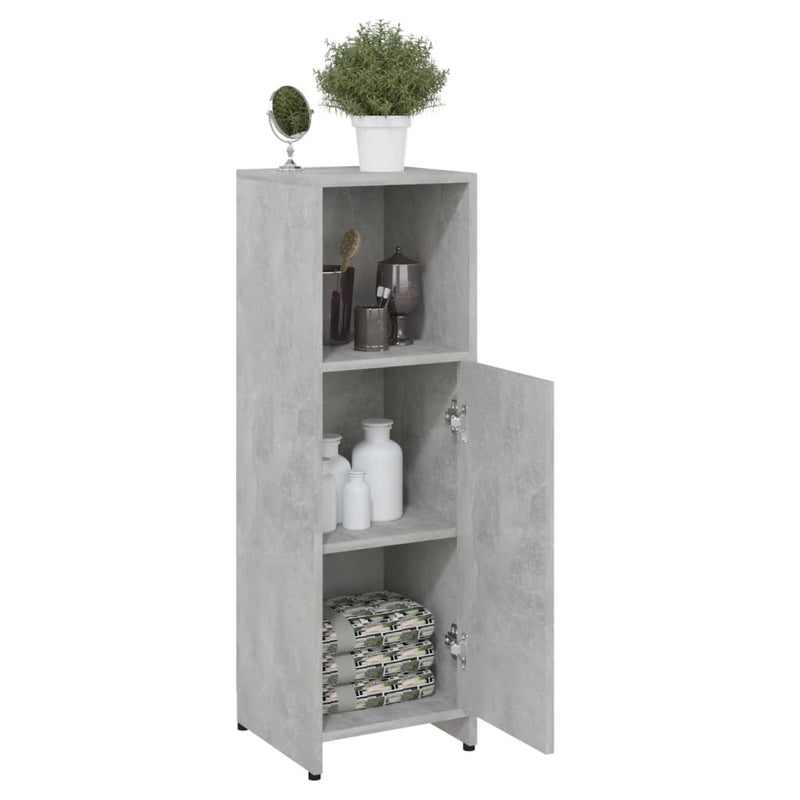 Bathroom Cabinet Concrete Grey 30x30x95 cm Engineered Wood