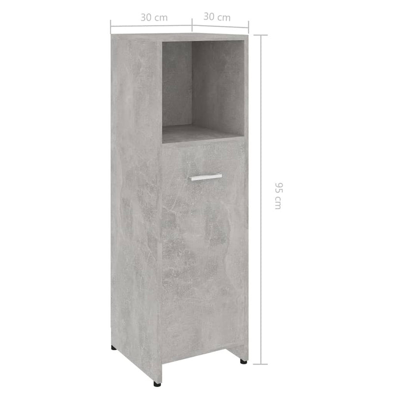 Bathroom Cabinet Concrete Grey 30x30x95 cm Engineered Wood