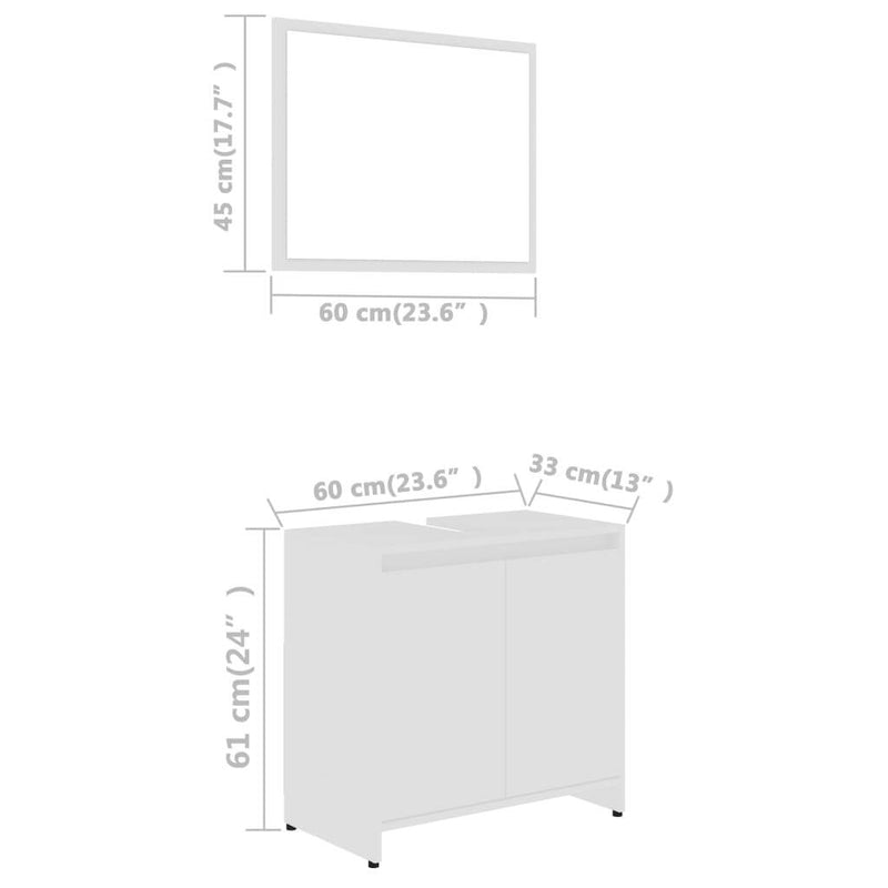 Bathroom Furniture Set White Engineered Wood