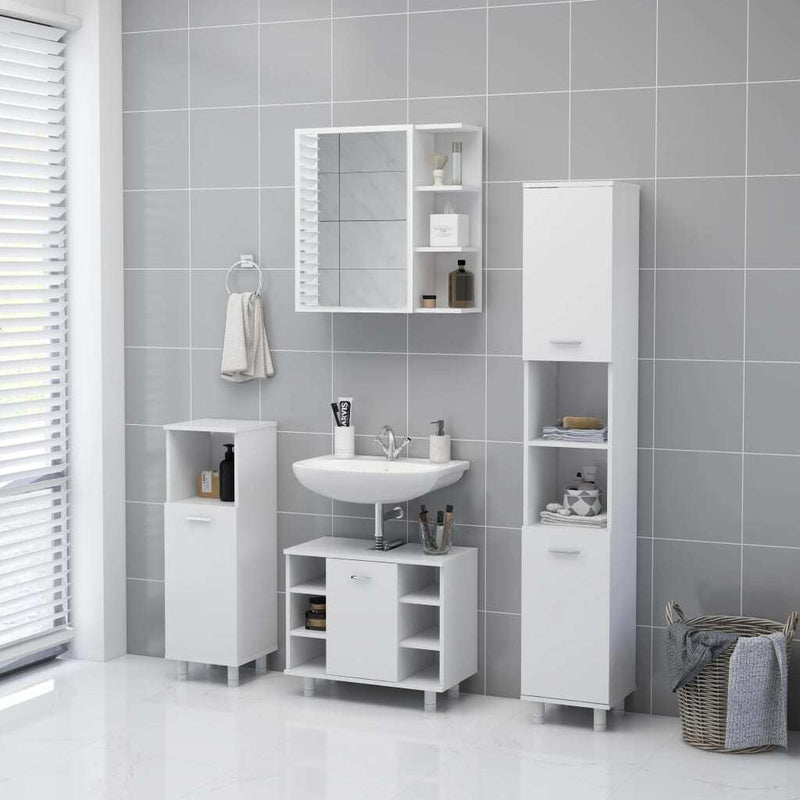 Bathroom Mirror Cabinet White 62.5x20.5x64 cm Engineered Wood