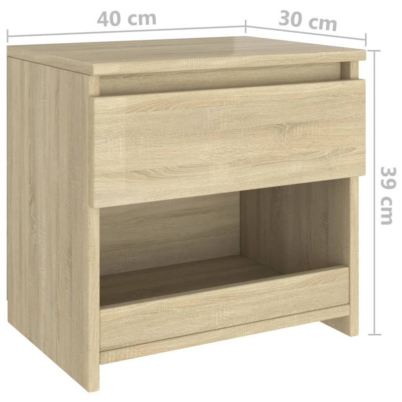 Bedside Cabinets 2 pcs Sonoma Oak 40x30x39 cm Engineered Wood