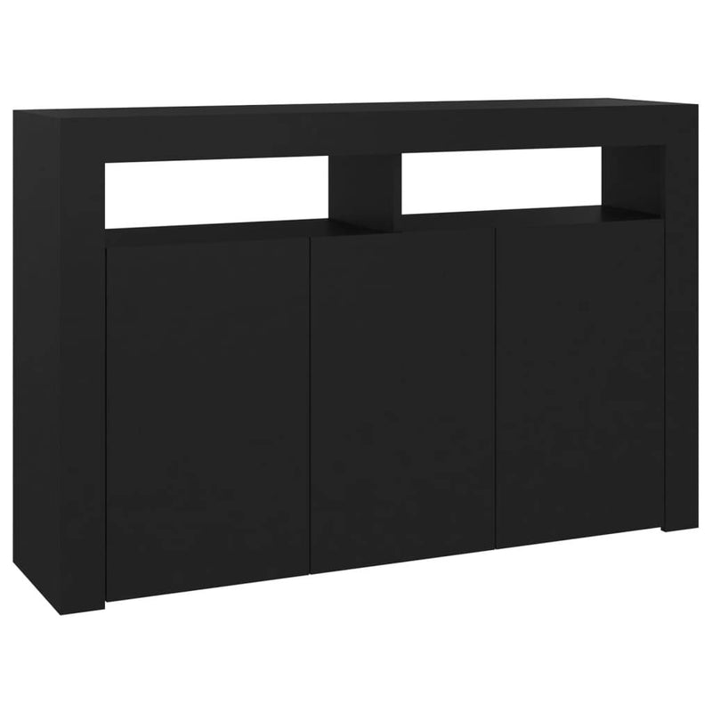 Sideboard with LED Lights Black 115.5x30x75 cm