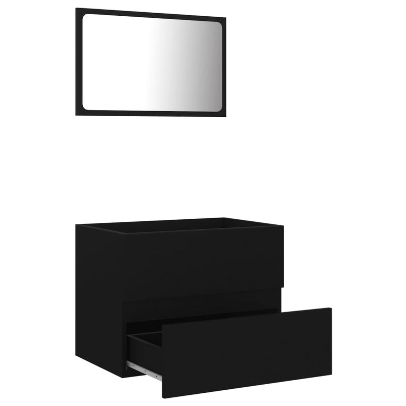 2 Piece Bathroom Furniture Set Black Engineered Wood