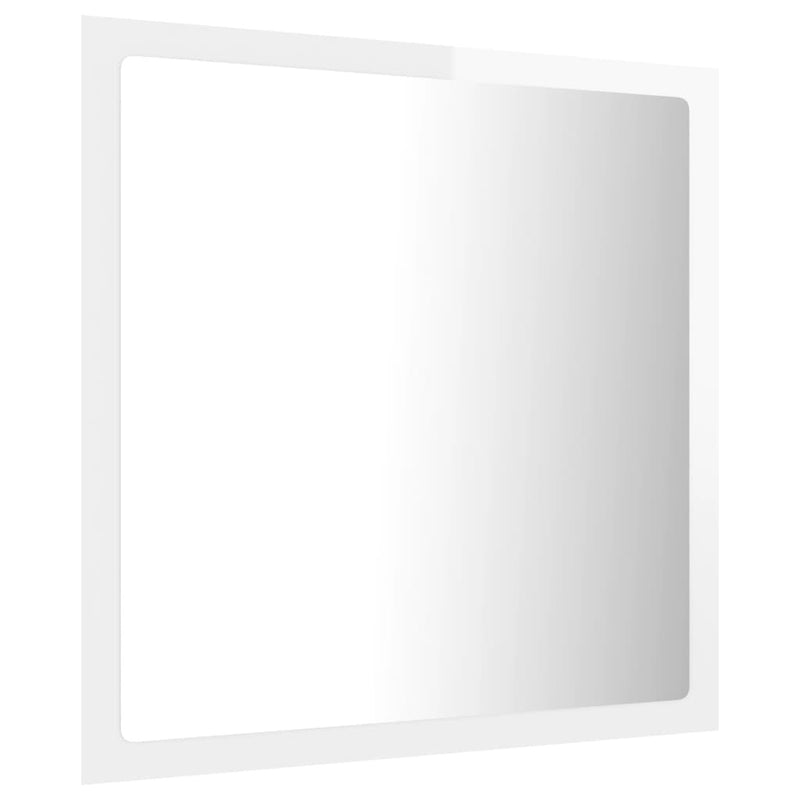 LED Bathroom Mirror High Gloss White 40x8.5x37 cm Acrylic