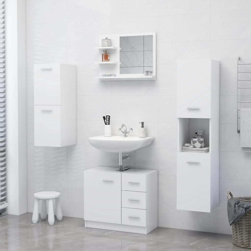 Bathroom Mirror White 60x10.5x45 cm Engineered Wood