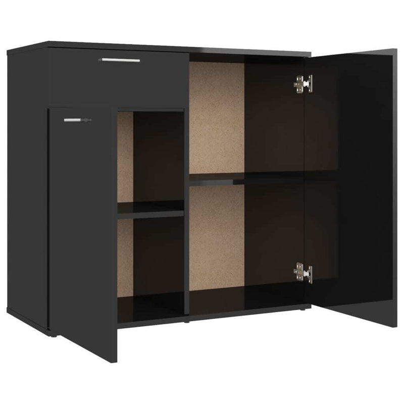 Sideboard High Gloss Black 80x36x75 cm Engineered Wood