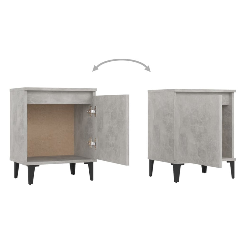 Bed Cabinets with Metal Legs Concrete Grey 40x30x50 cm