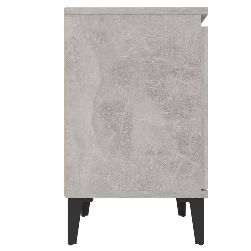 Bed Cabinets with Metal Legs Concrete Grey 40x30x50 cm