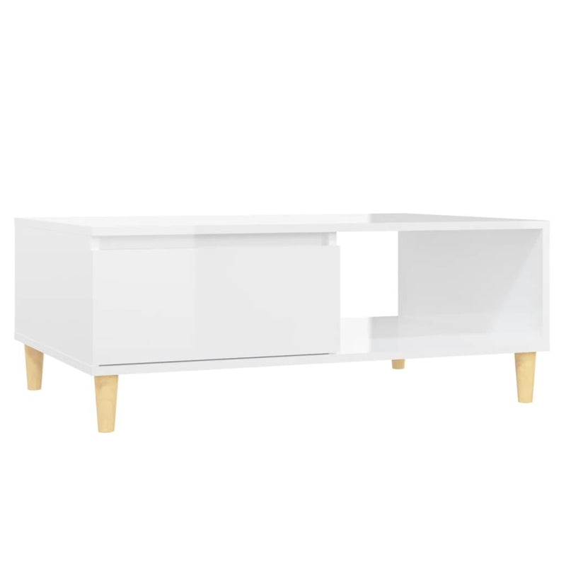 Coffee Table High Gloss White 90x60x35 cm Engineered Wood