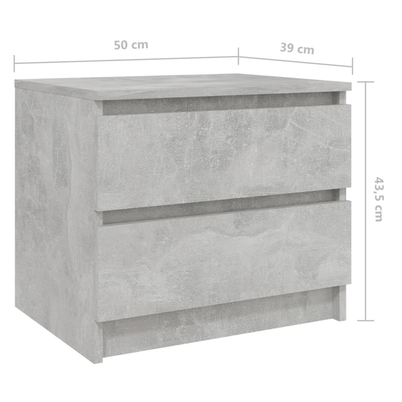 Bed Cabinet Concrete Grey 50x39x43.5 cm Engineered Wood