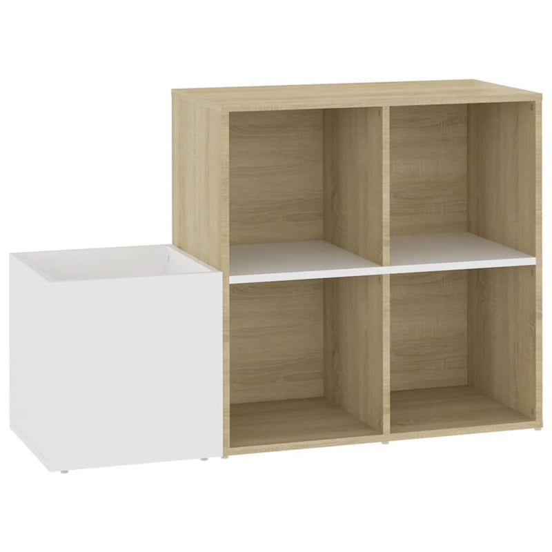 Hall Shoe Cabinet White and Sonoma Oak 105x35.5x70 cm Engineered Wood