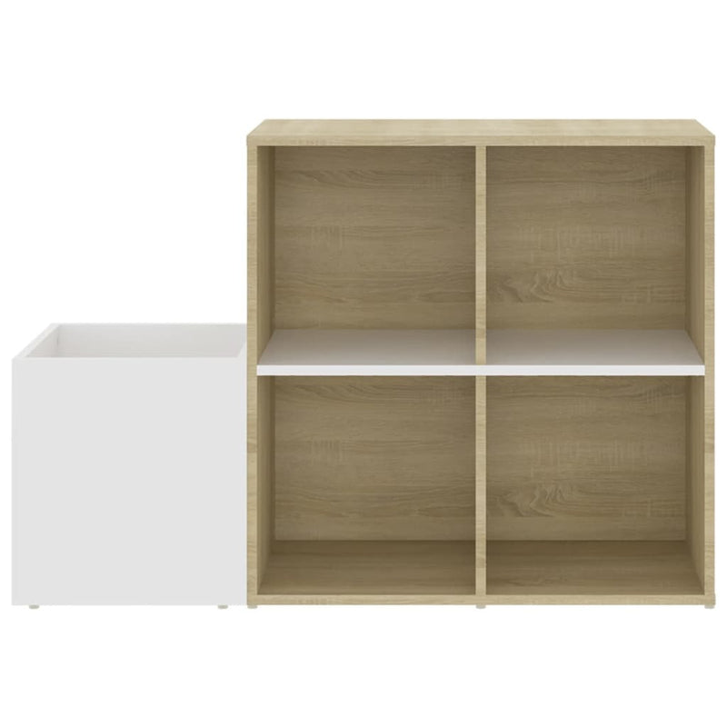 Hall Shoe Cabinet White and Sonoma Oak 105x35.5x70 cm Engineered Wood