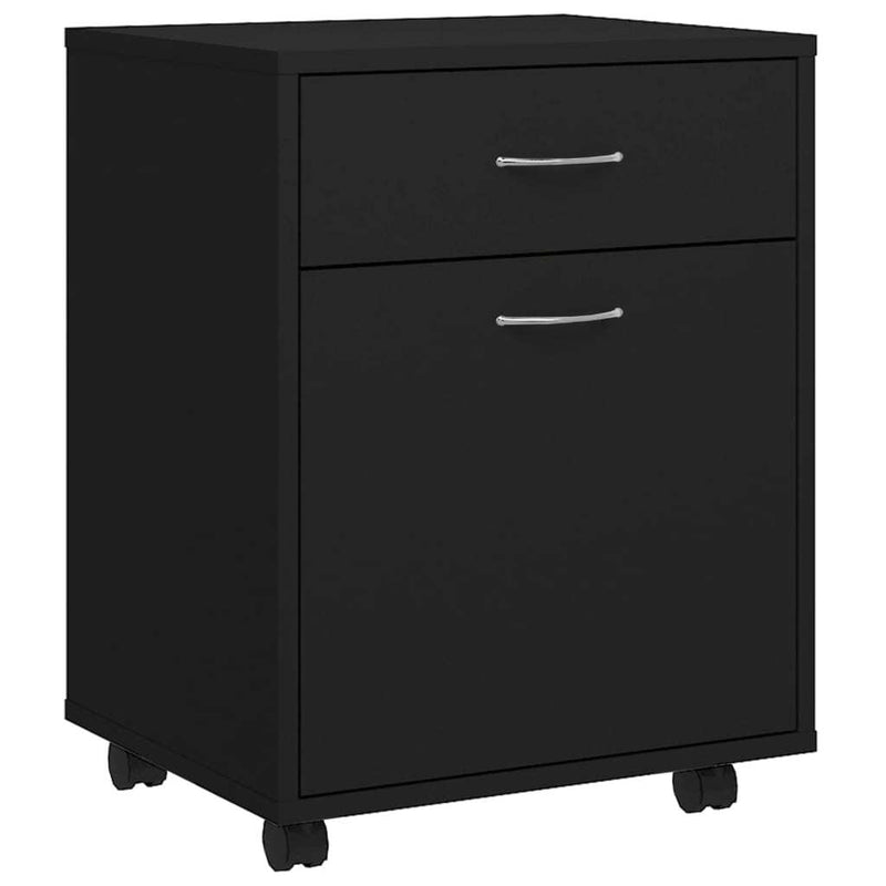 Rolling Cabinet Black 45x38x54 cm Engineered Wood