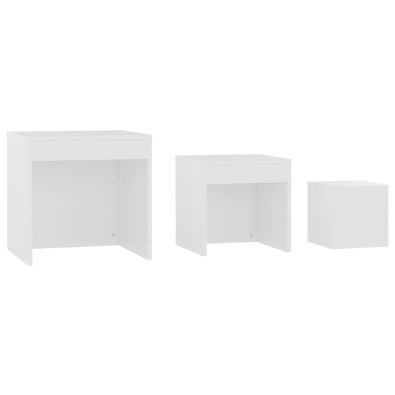 Nesting Tables 3 pcs White Engineered Wood