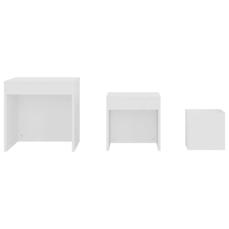 Nesting Tables 3 pcs White Engineered Wood