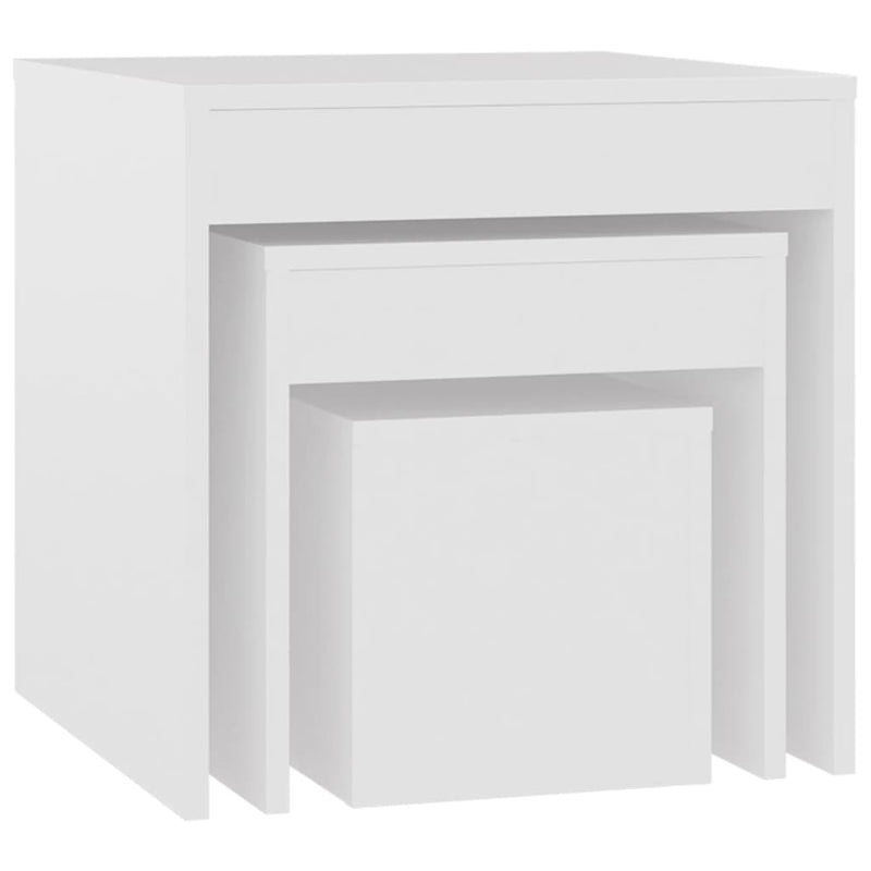 Nesting Tables 3 pcs White Engineered Wood