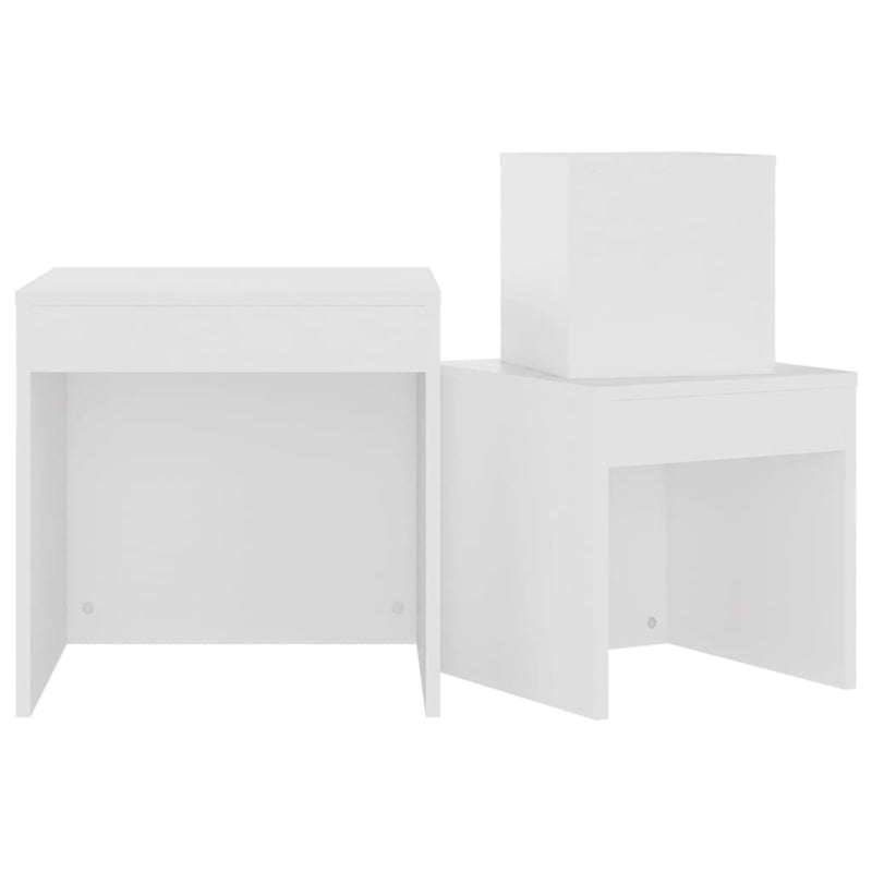 Nesting Tables 3 pcs White Engineered Wood