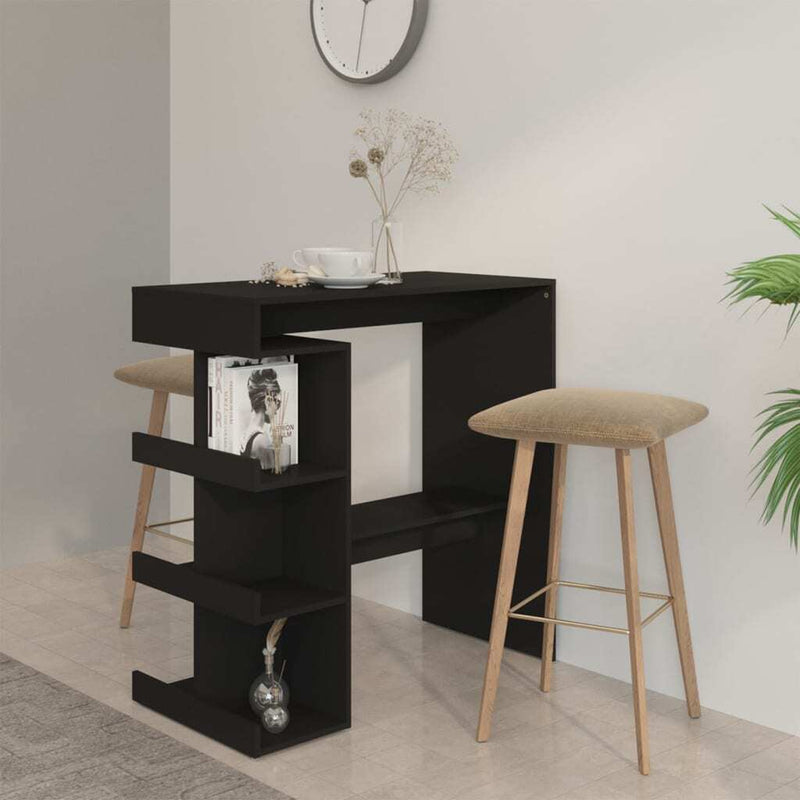 Bar Table with Storage Rack Black 100x50x101.5 cm Engineered Wood