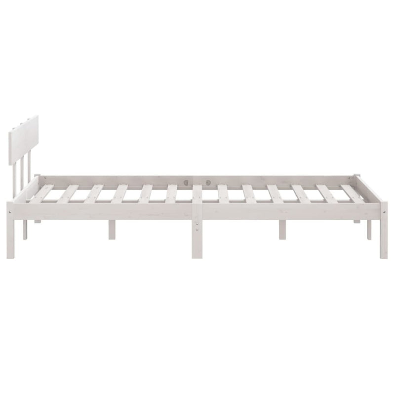 Bed Frame without Mattress White Solid Wood Pine King Size