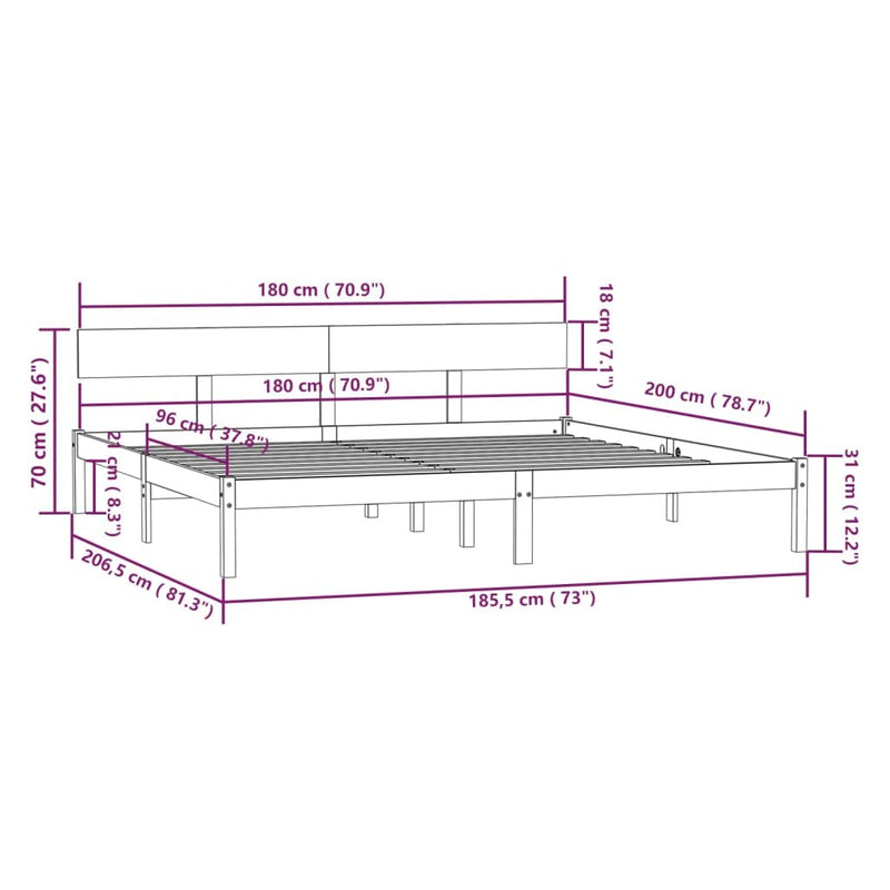 Bed Frame without Mattress Solid Wood Super King