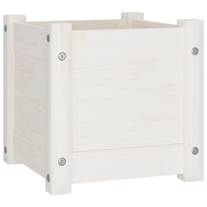 Garden Planters 2 pcs White 31x31x31 cm Solid Pinewood