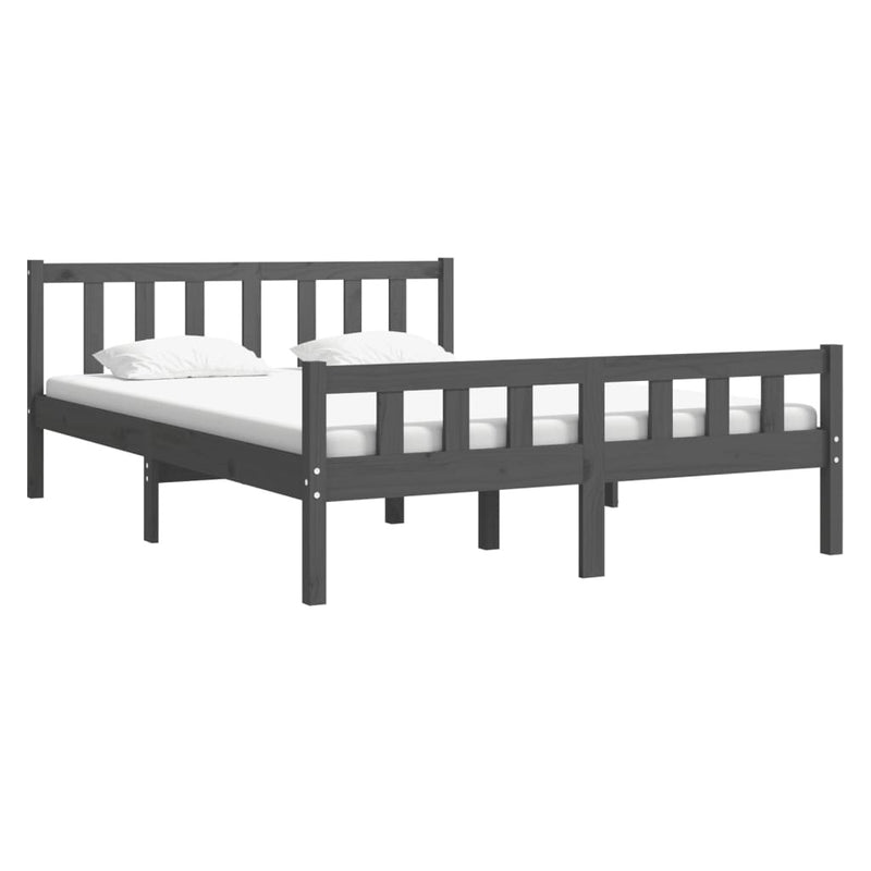 810661  Bed Frame without Mattress Grey Solid Wood 140x190 cm