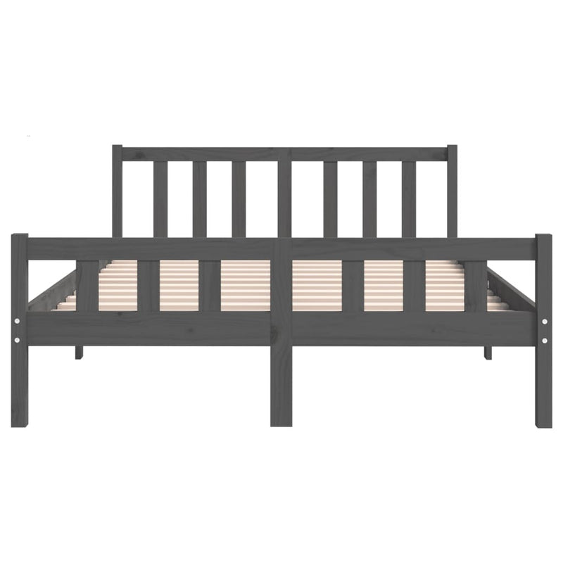 810661  Bed Frame without Mattress Grey Solid Wood 140x190 cm