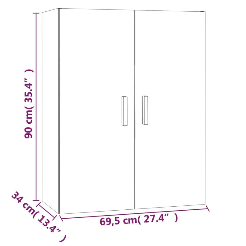 Hanging Wall Cabinet Sonoma Oak 69.5x34x90 cm