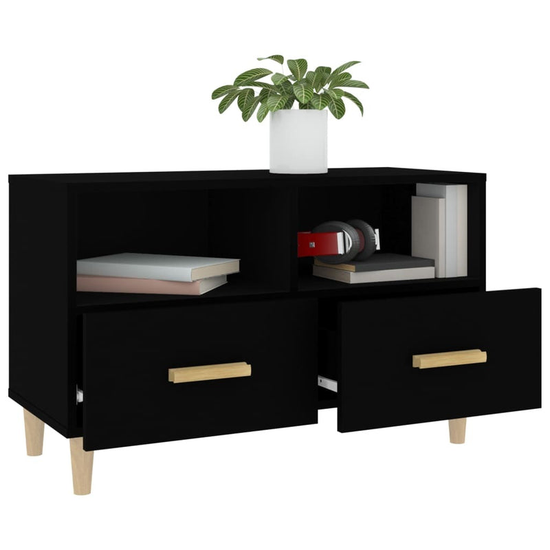 TV Cabinet Black 80x36x50 cm Engineered Wood