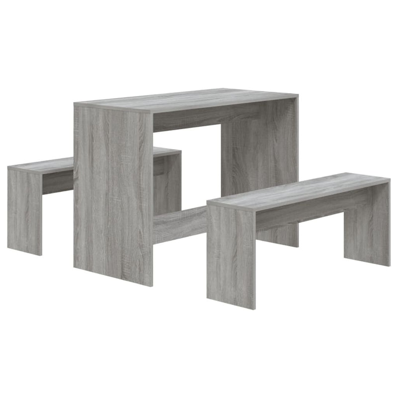 3 Piece Dining Set Grey Sonoma Engineered Wood