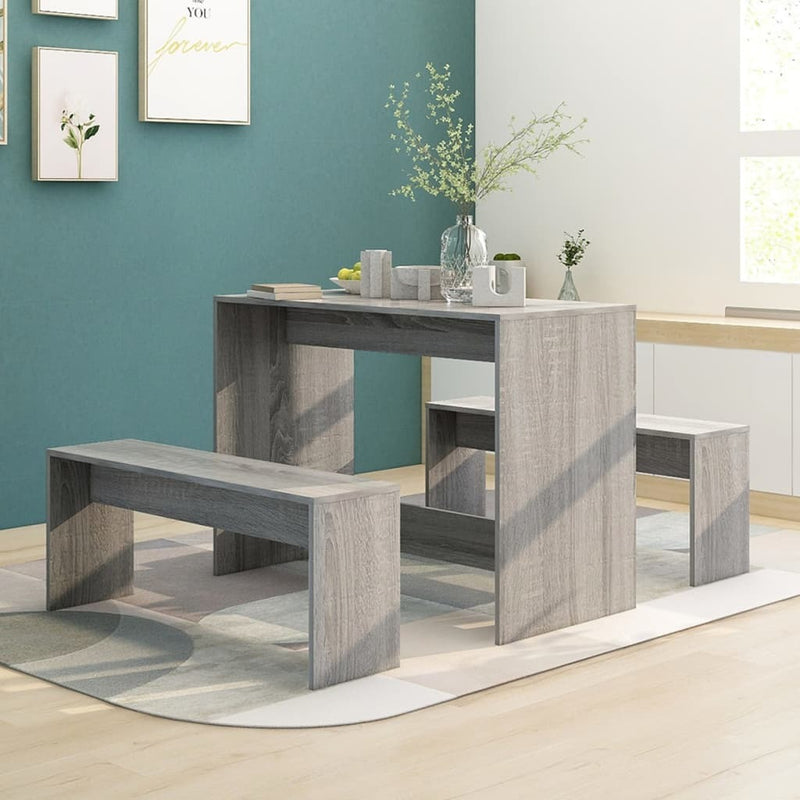 3 Piece Dining Set Grey Sonoma Engineered Wood