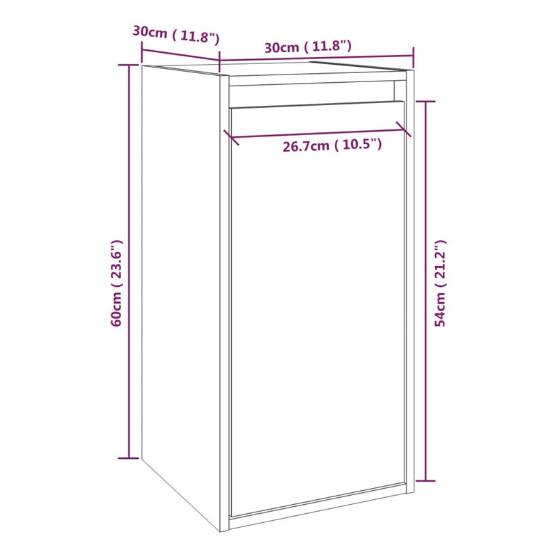 Wall Cabinet White 30x30x60 cm Solid Wood Pine