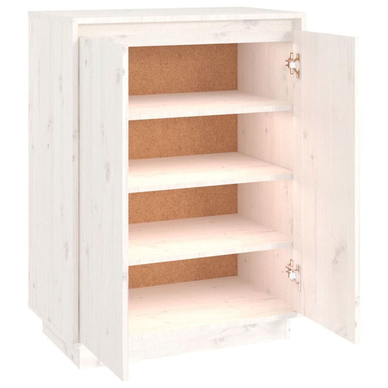 Shoe Cabinet White 60x35x80 cm Solid Wood Pine