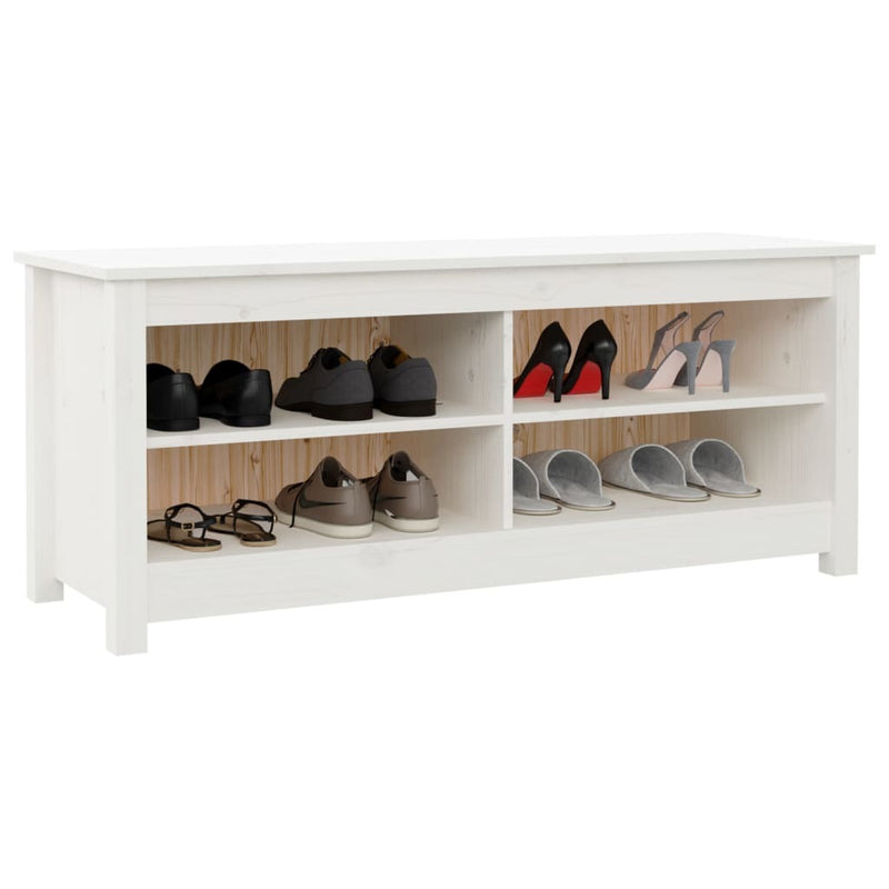 Shoe Bench White 110x38x45.5 cm Solid Wood Pine