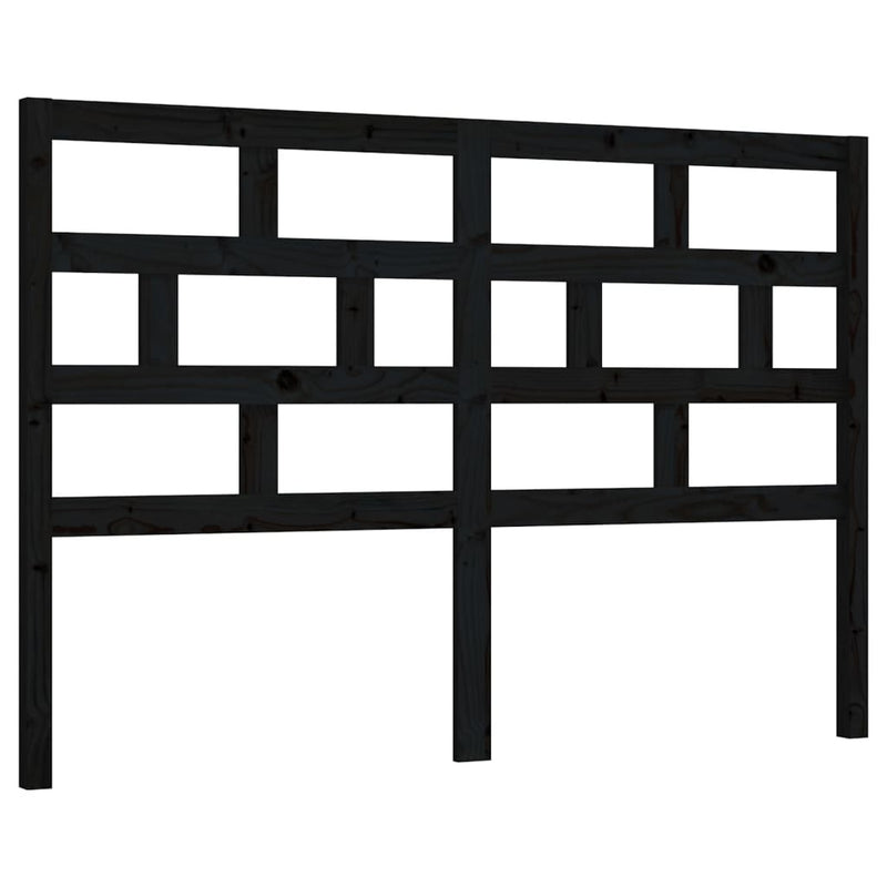 Bed Headboard Black 126x4x100 cm Solid Wood Pine