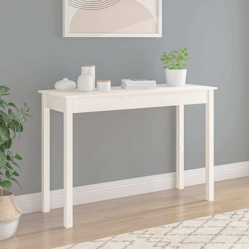 Console Table White 110x40x75 cm Solid Wood Pine