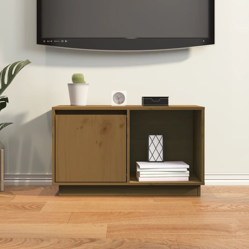 TV Cabinet Honey Brown 74x35x44 cm Solid Wood Pine