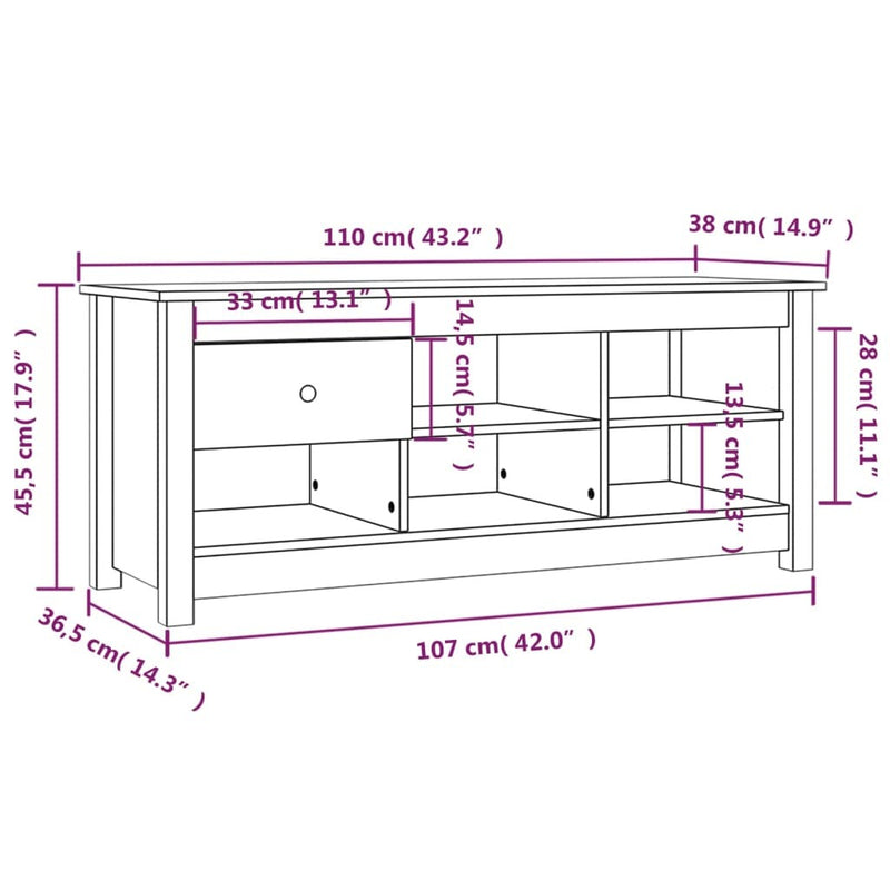 Shoe Cabinet Black 110x38x45.5 cm Solid Wood Pine