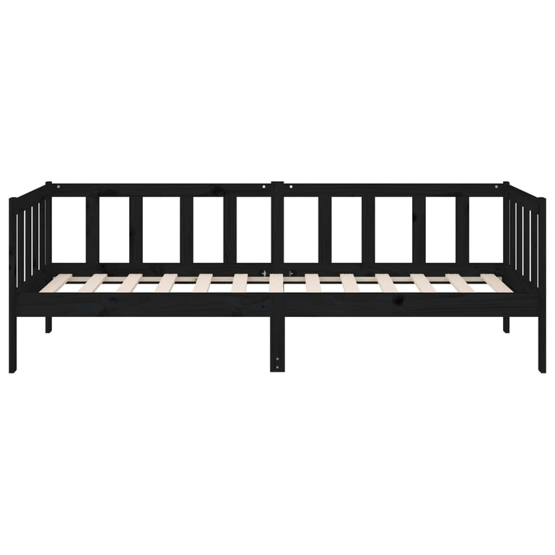 Day Bed without Mattress Black 90x190cm Solid Wood Pine