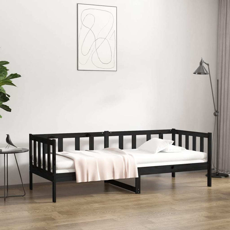 Day Bed without Mattress Black 90x190cm Solid Wood Pine