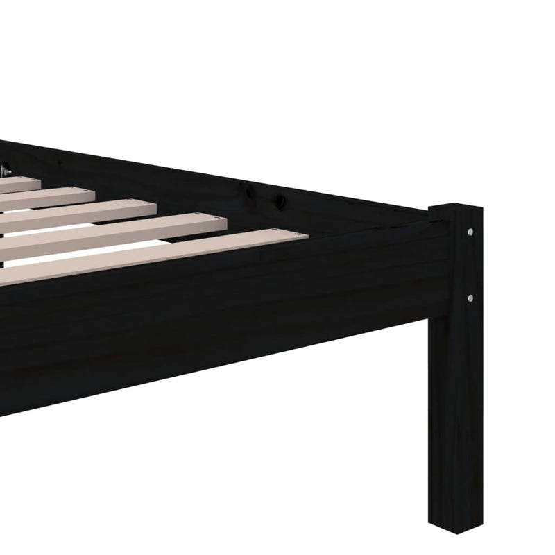 Bed Frame without Mattress Black Solid Wood 75x190 cm Small Single