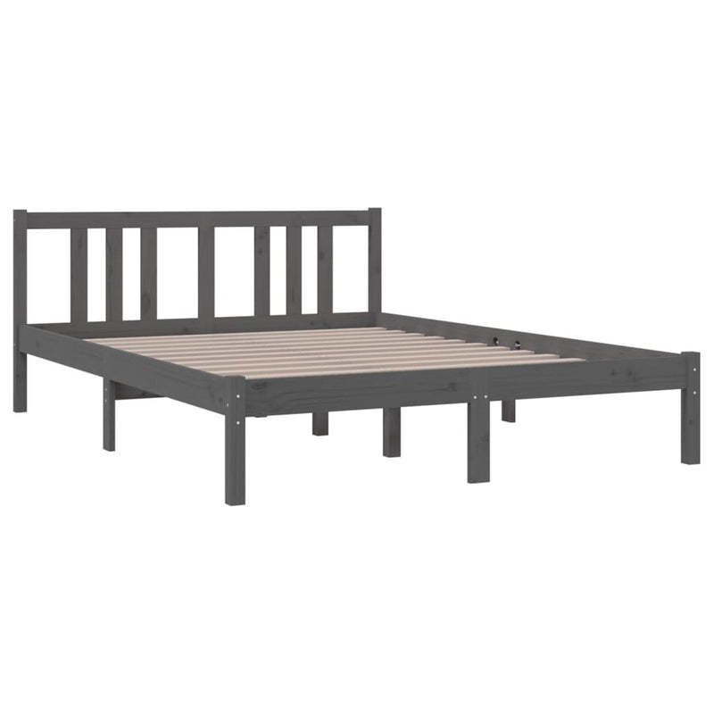 Bed Frame without Mattress Grey Solid Wood 135x190 cm Double Double